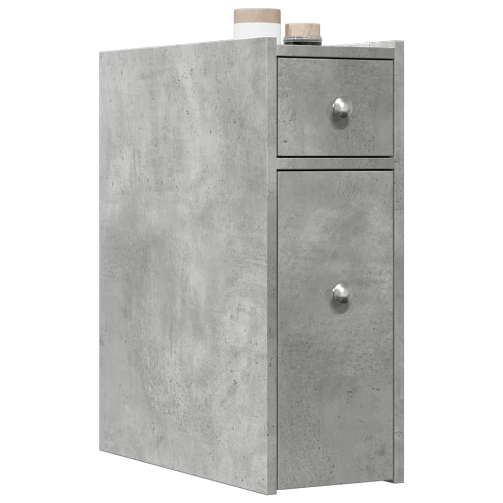 Badkamerkast smal met wielen bewerkt hout betongrijs is nu te koop bij PeponiXL, paradijselijk wonen!