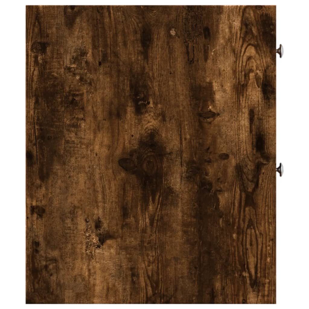 Badkamerkast smal met wielen bewerkt hout gerookt eikenkleurig is nu te koop bij PeponiXL, paradijselijk wonen!