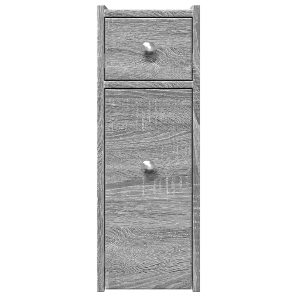 Badkamerkast smal met wielen bewerkt hout grijs sonoma eiken is nu te koop bij PeponiXL, paradijselijk wonen!