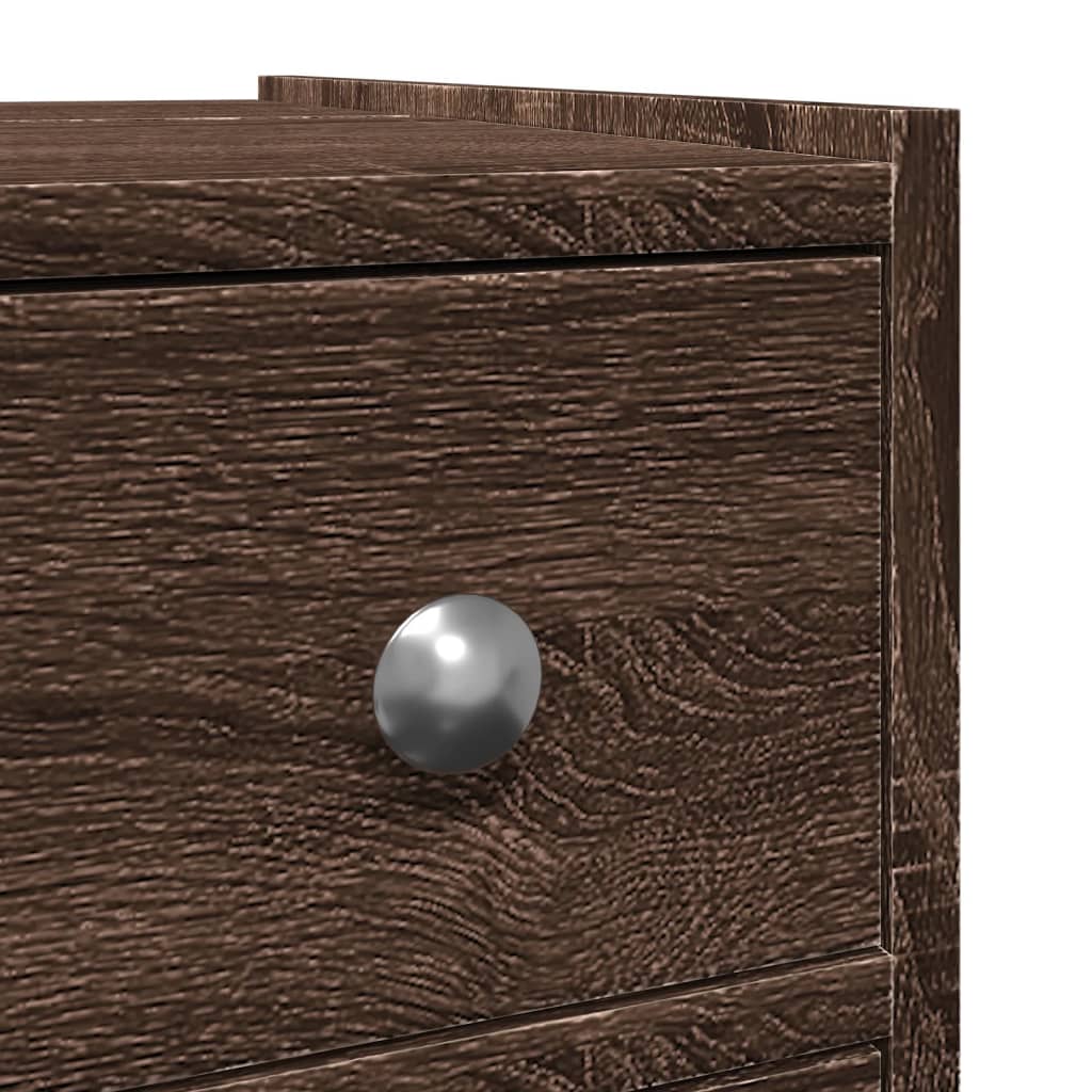 Badkamerkast smal met wielen bewerkt hout bruin eikenkleurig is nu te koop bij PeponiXL, paradijselijk wonen!