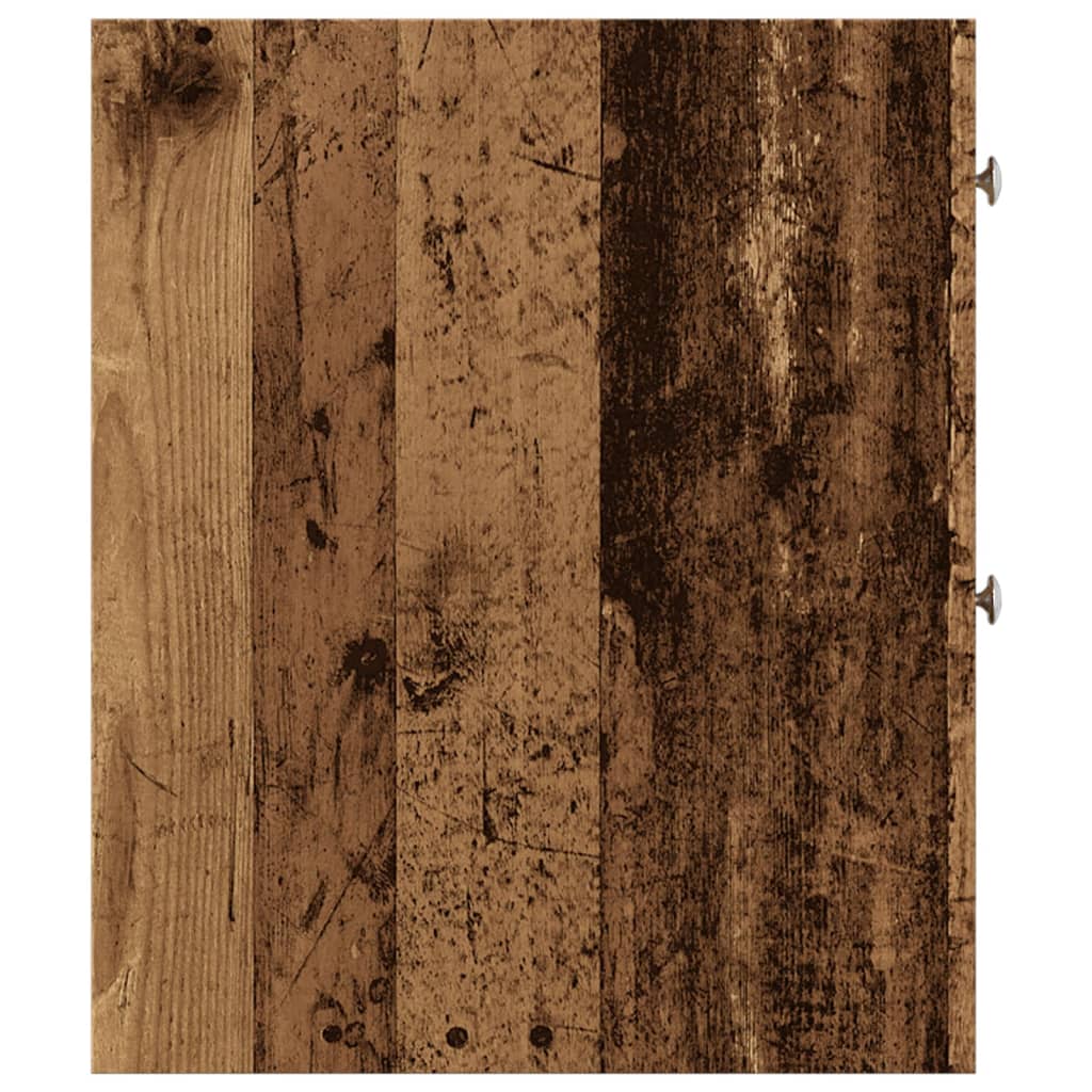 Badkamerkast smal met wielen bewerkt hout oud houtkleurig is nu te koop bij PeponiXL, paradijselijk wonen!