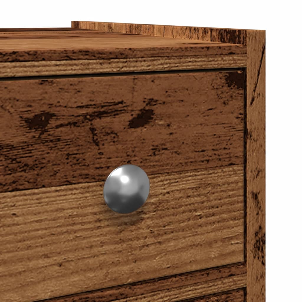 Badkamerkast smal met wielen bewerkt hout oud houtkleurig is nu te koop bij PeponiXL, paradijselijk wonen!