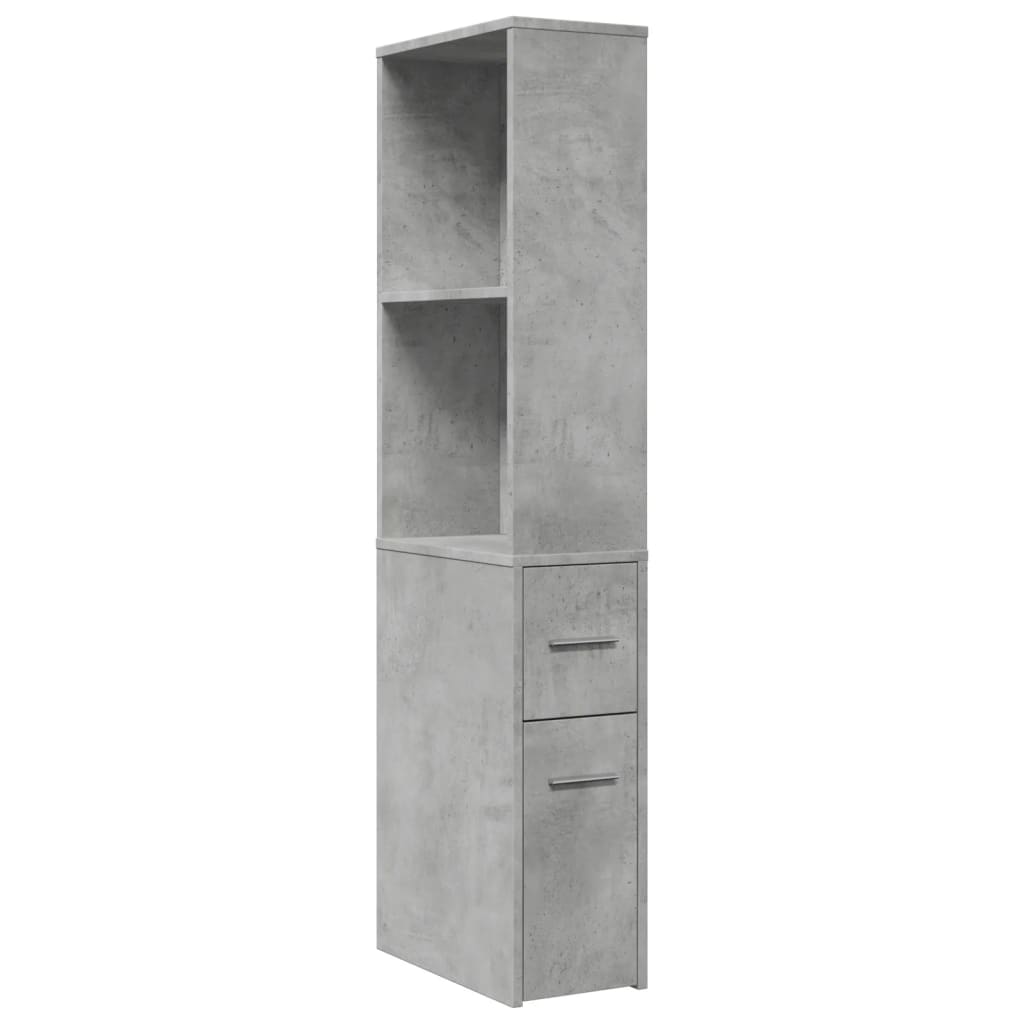 Badkamerkast smal met wielen bewerkt hout betongrijs is nu te koop bij PeponiXL, paradijselijk wonen!