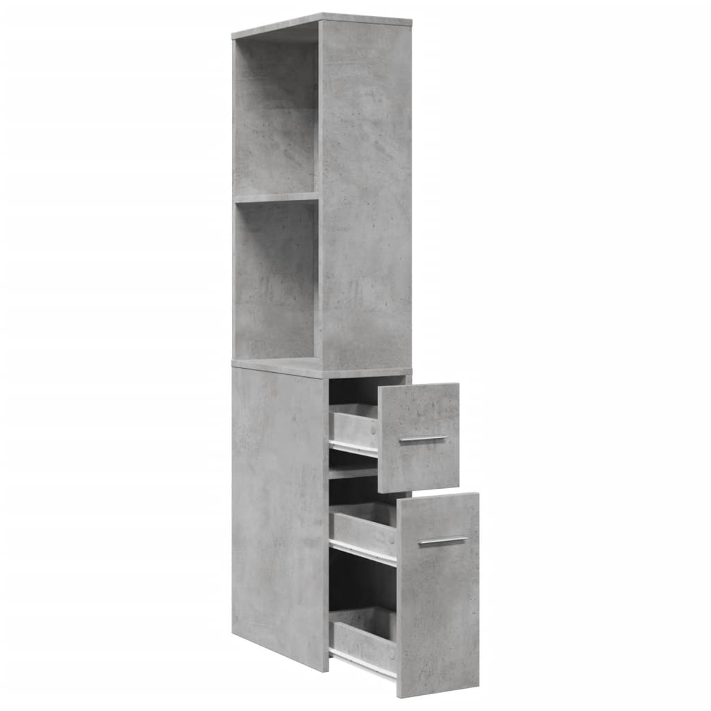 Badkamerkast smal met wielen bewerkt hout betongrijs is nu te koop bij PeponiXL, paradijselijk wonen!
