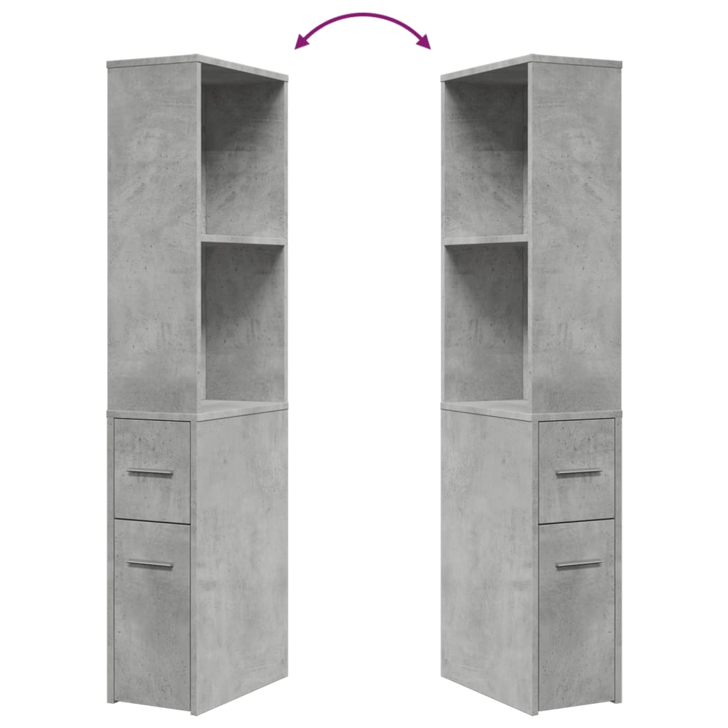 Badkamerkast smal met wielen bewerkt hout betongrijs is nu te koop bij PeponiXL, paradijselijk wonen!