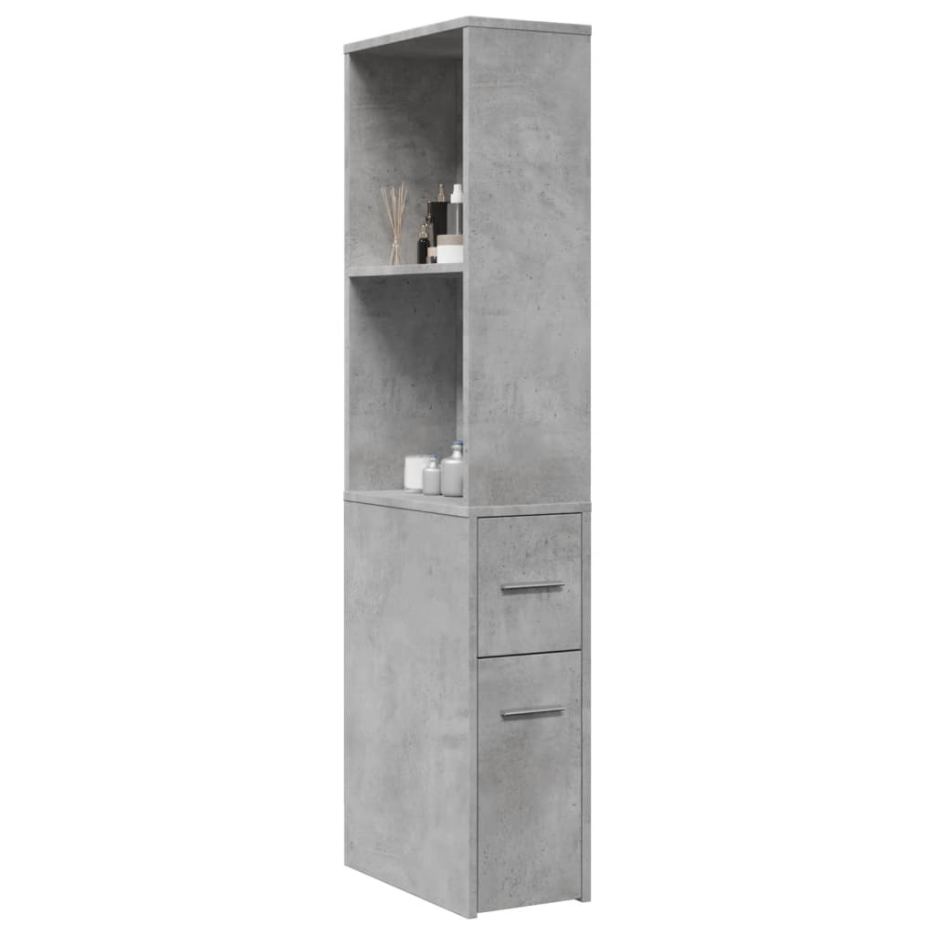 Badkamerkast smal met wielen bewerkt hout betongrijs is nu te koop bij PeponiXL, paradijselijk wonen!