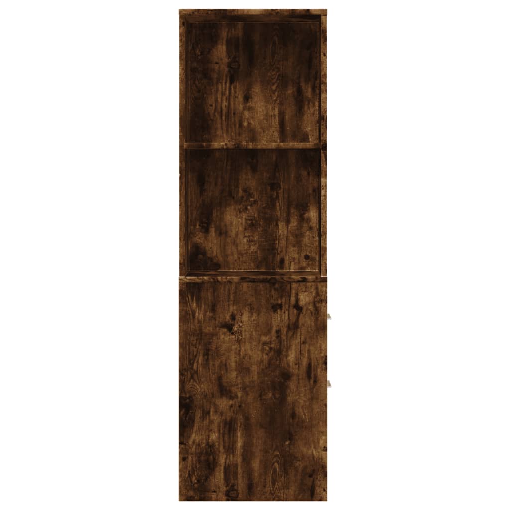 Badkamerkast smal met wielen bewerkt hout gerookt eikenkleurig is nu te koop bij PeponiXL, paradijselijk wonen!