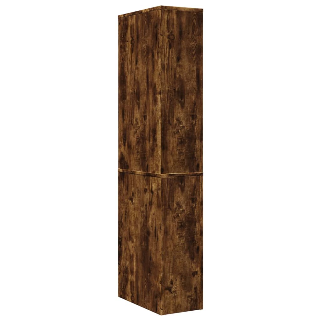 Badkamerkast smal met wielen bewerkt hout gerookt eikenkleurig is nu te koop bij PeponiXL, paradijselijk wonen!
