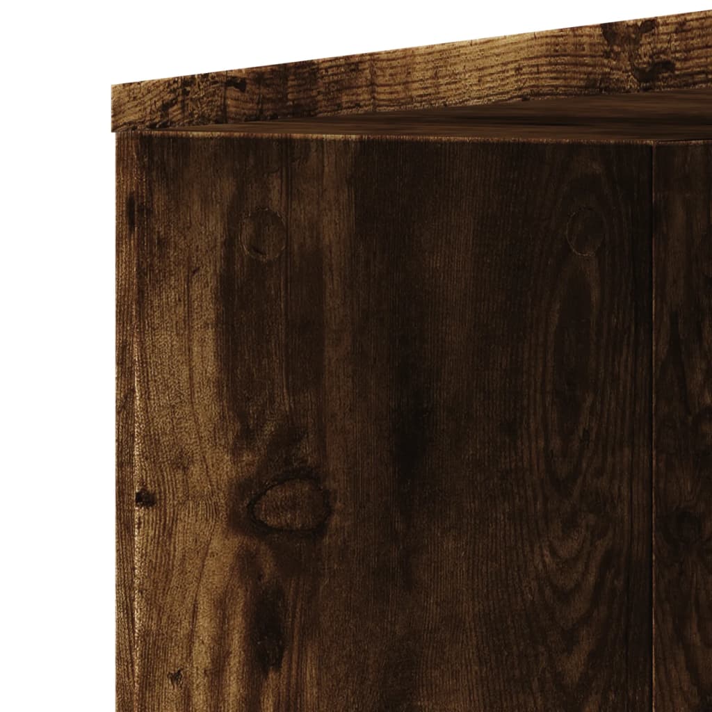 Badkamerkast smal met wielen bewerkt hout gerookt eikenkleurig is nu te koop bij PeponiXL, paradijselijk wonen!
