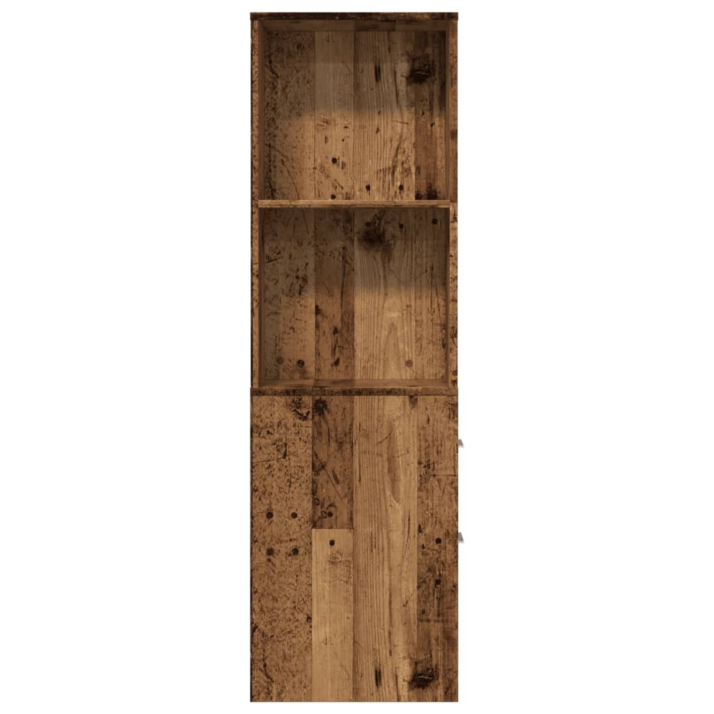 Badkamerkast smal met wielen bewerkt hout oud houtkleurig is nu te koop bij PeponiXL, paradijselijk wonen!