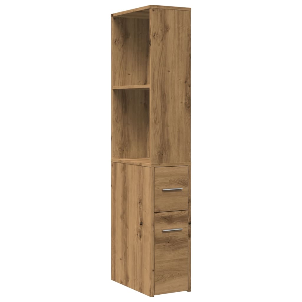 Badkamerkast smal met wielen bewerkt hout artisanaal eikenkleur is nu te koop bij PeponiXL, paradijselijk wonen!