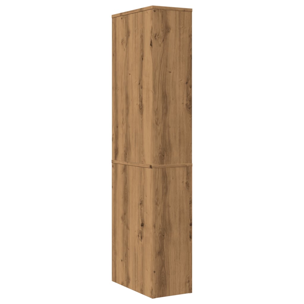 Badkamerkast smal met wielen bewerkt hout artisanaal eikenkleur is nu te koop bij PeponiXL, paradijselijk wonen!