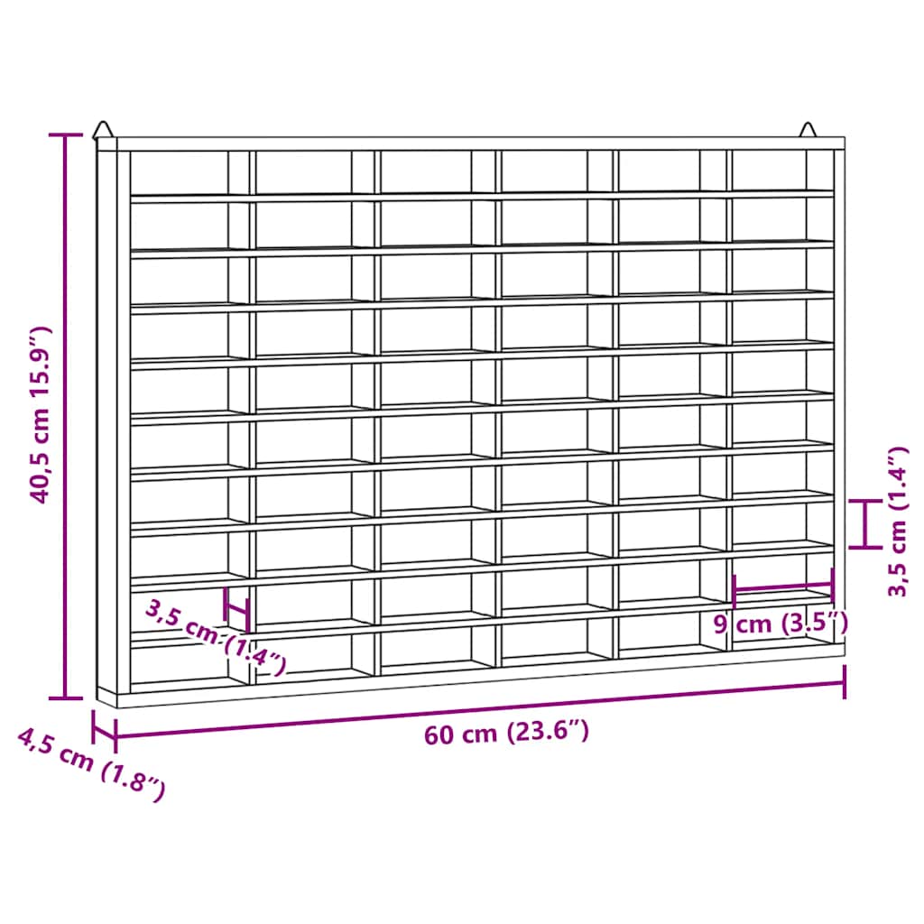 Houten Verzamelaarsvitrine met 60 Vakken 60x4,5x40,5cm is nu te koop bij PeponiXL, paradijselijk wonen!