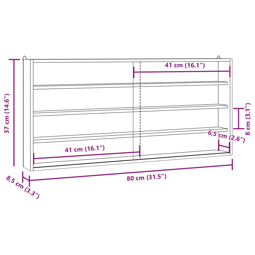 Houten vitrinekast met deuren 80x8,5x37cm is nu te koop bij PeponiXL, paradijselijk wonen!