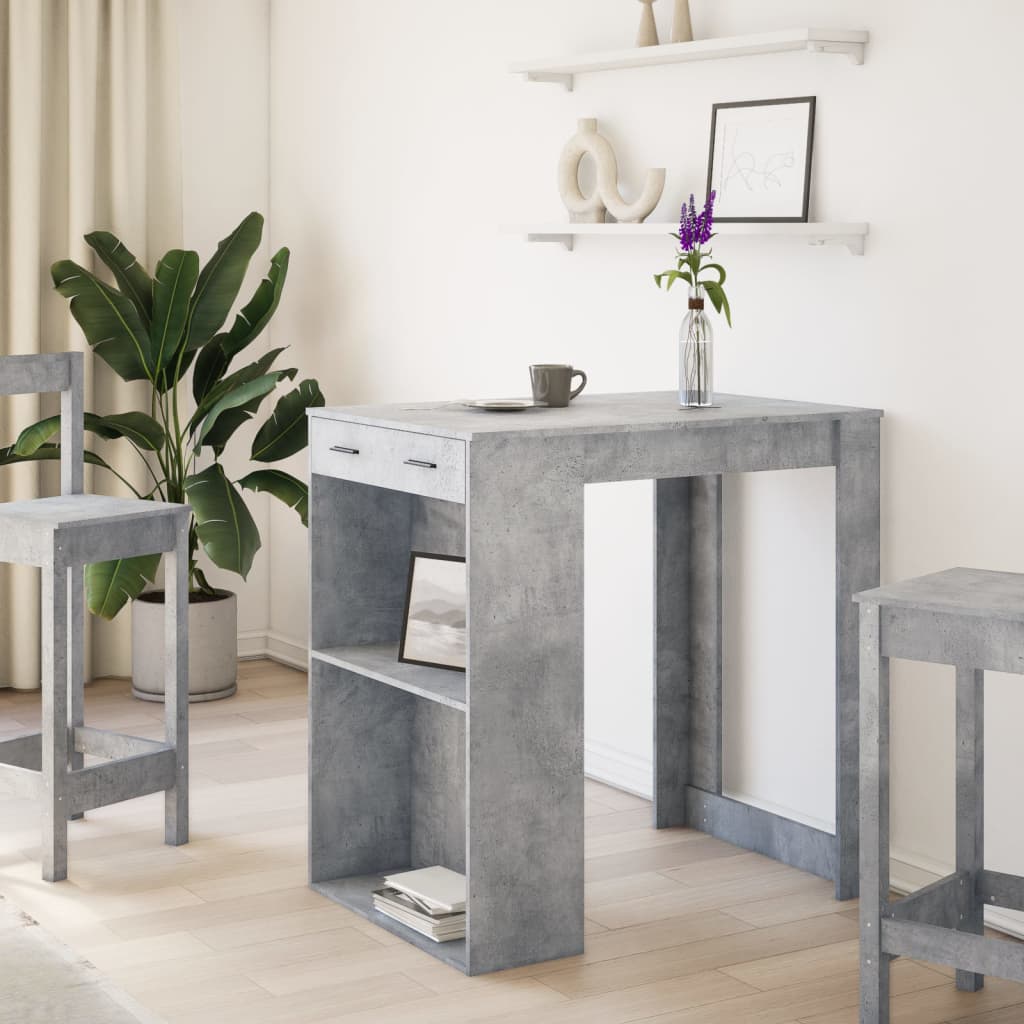 Bartafel 102x70x103,5 cm bewerkt hout betongrijs is nu te koop bij PeponiXL, paradijselijk wonen!