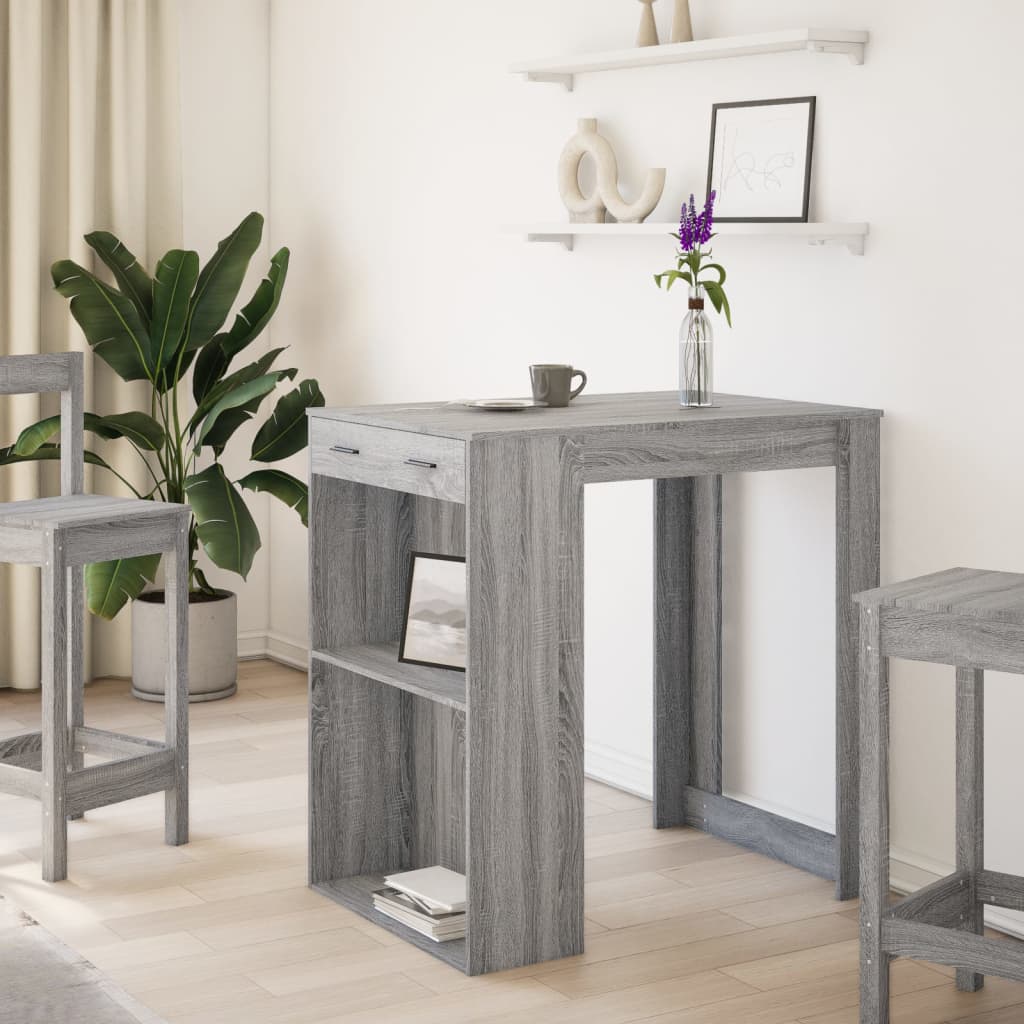 Bartafel 102x70x103,5 cm bewerkt hout grijs sonoma eikenkleur is nu te koop bij PeponiXL, paradijselijk wonen!