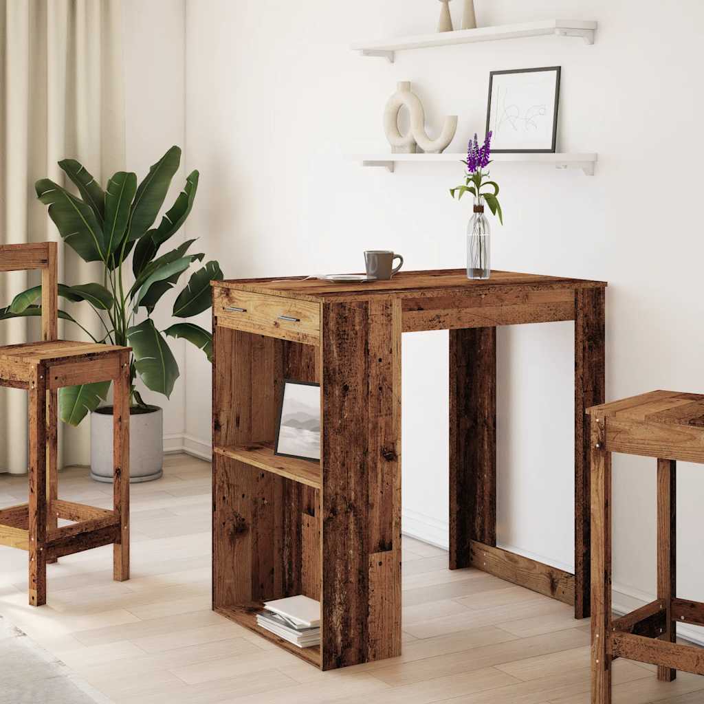 Bartafel 102x70x103,5 cm bewerkt hout oud houtkleurig is nu te koop bij PeponiXL, paradijselijk wonen!