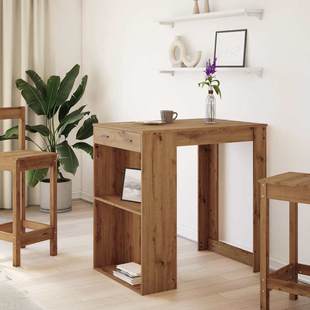 Bartafel 102x70x103,5 cm bewerkt hout artisanaal eikenkleurig is nu te koop bij PeponiXL, paradijselijk wonen!
