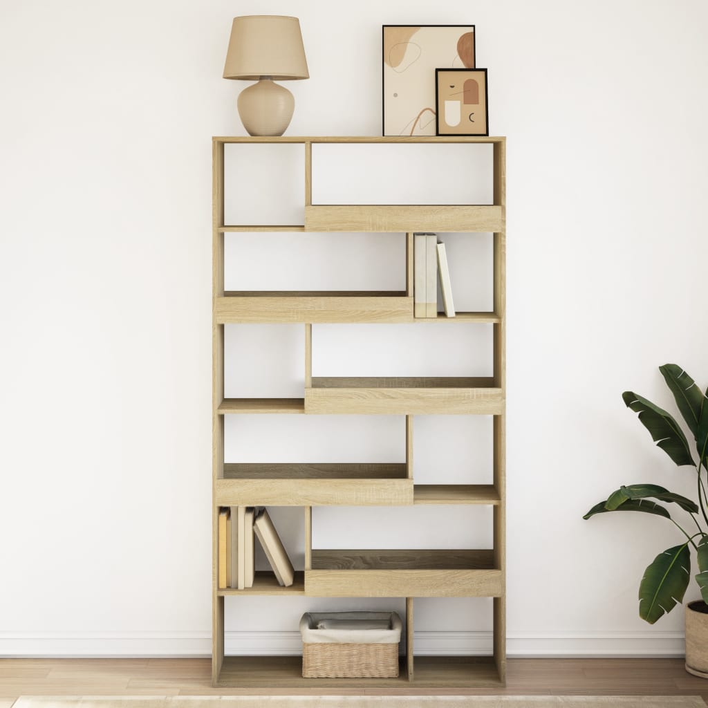 Boekenkast 100x33x187,5 cm bewerkt hout sonoma eikenkleurig is nu te koop bij PeponiXL, paradijselijk wonen!