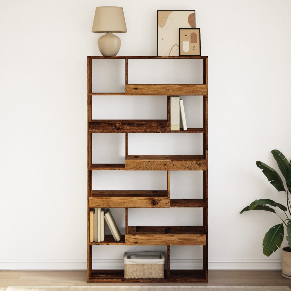 Boekenkast 100x33x187,5 cm bewerkt hout oud houtkleurig is nu te koop bij PeponiXL, paradijselijk wonen!