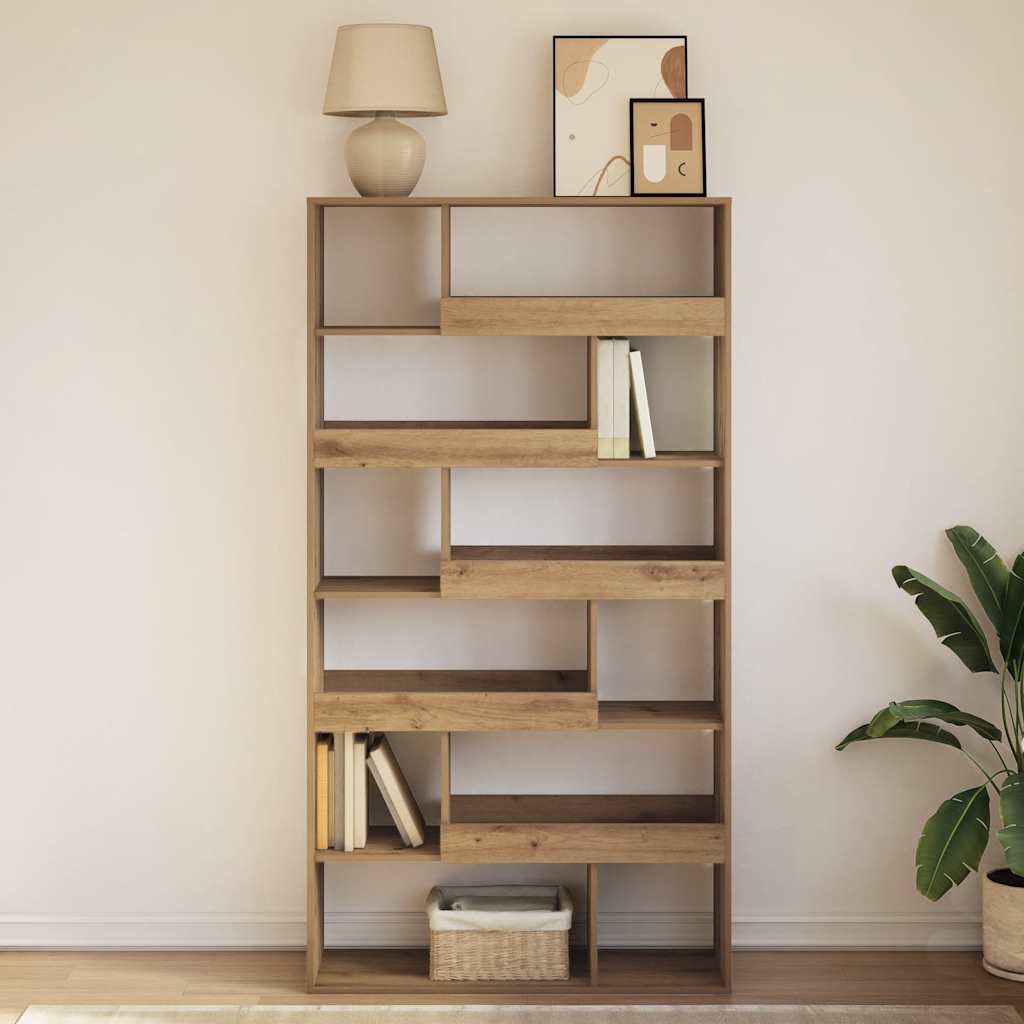 Boekenkast 100x33x187,5 cm bewerkt hout artisanaal eikenkleurig is nu te koop bij PeponiXL, paradijselijk wonen!