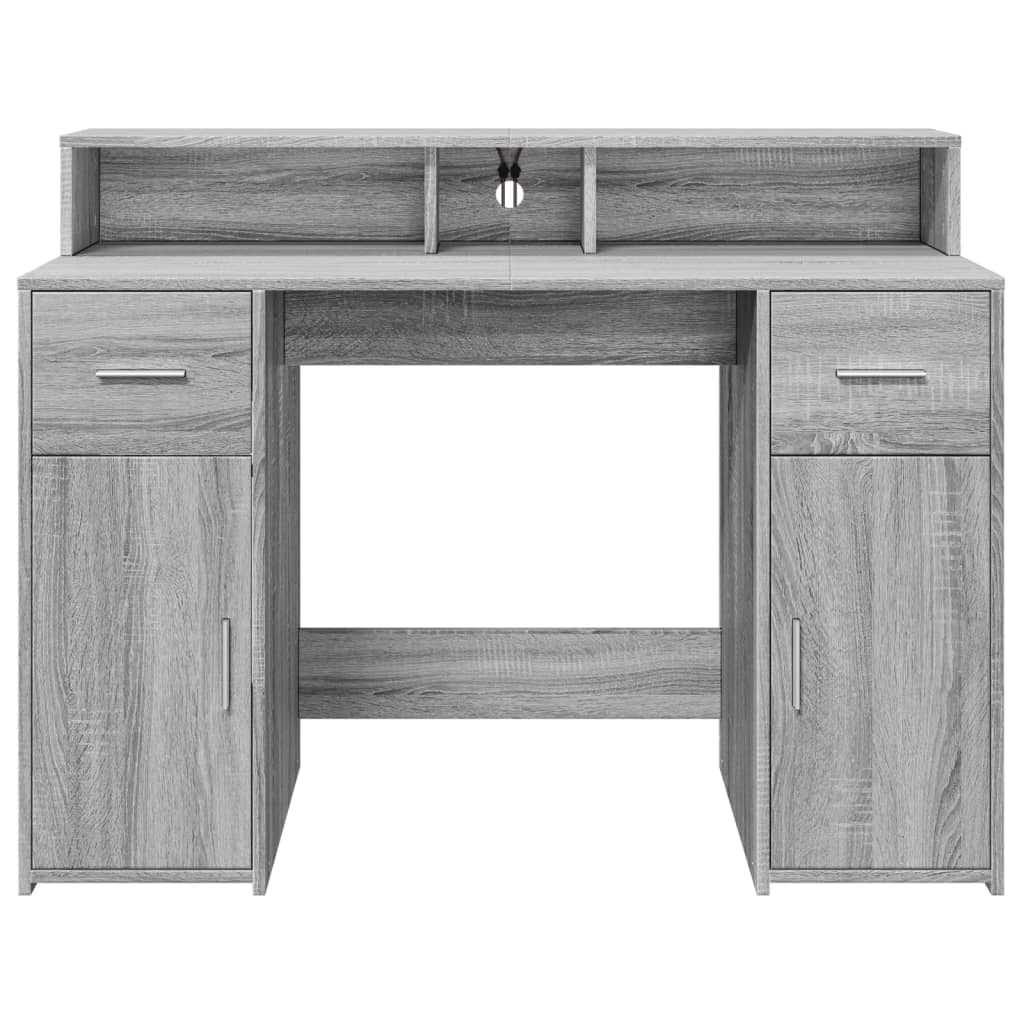 Bureau met LED-verlichting 120x55x91 cm hout grijs sonoma eiken is nu te koop bij PeponiXL, paradijselijk wonen!