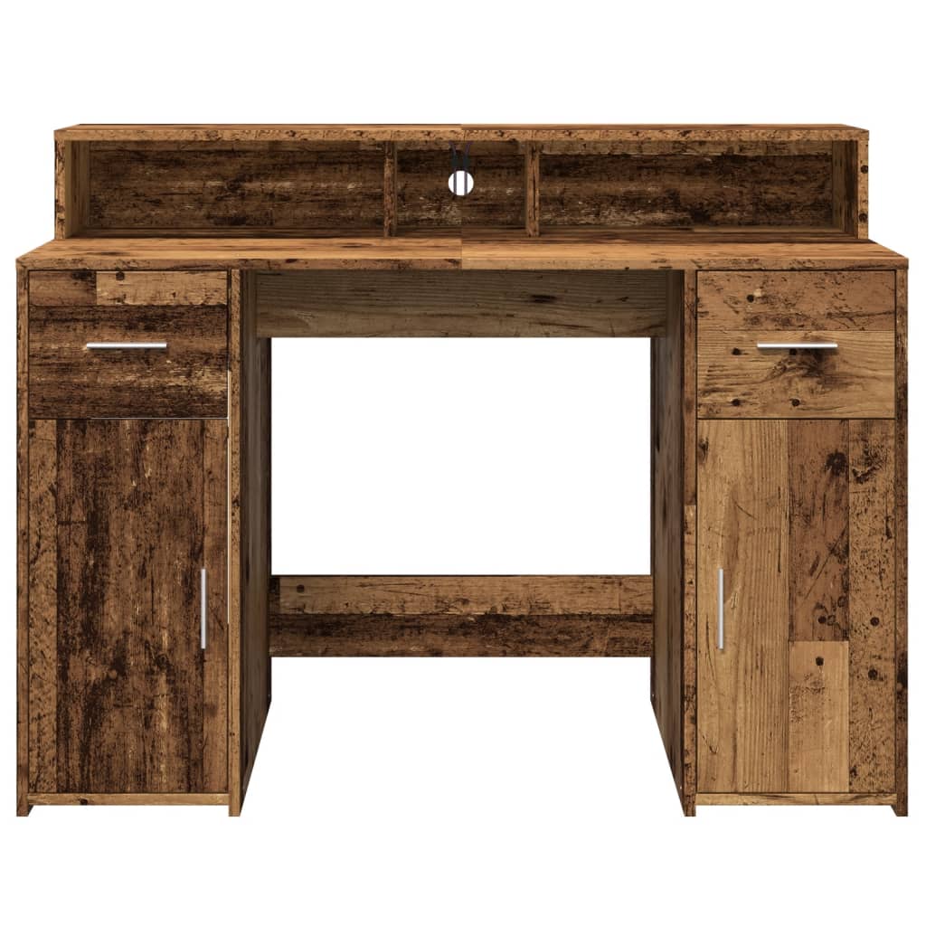 Bureau met LED-verlichting 120x55x91 cm bewerkt hout oud hout is nu te koop bij PeponiXL, paradijselijk wonen!