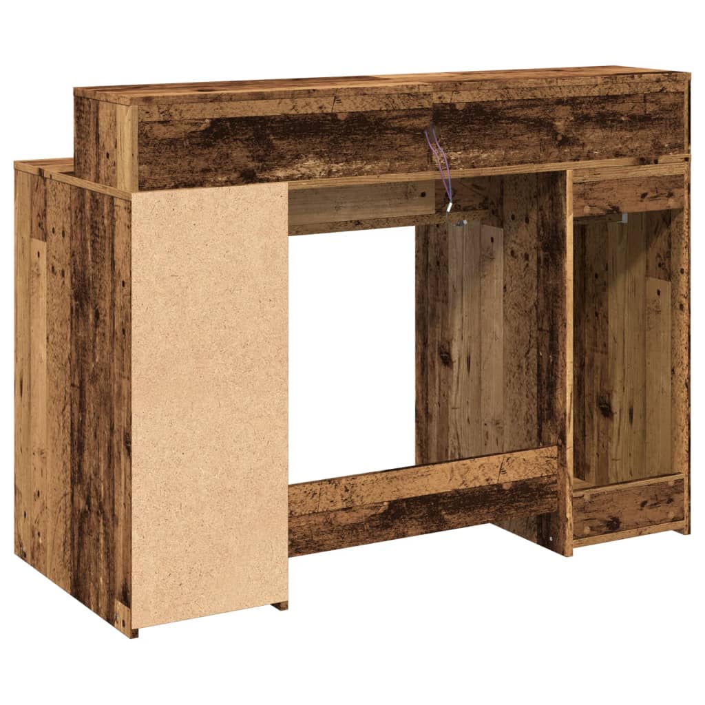 Bureau met LED-verlichting 120x55x91 cm bewerkt hout oud hout is nu te koop bij PeponiXL, paradijselijk wonen!
