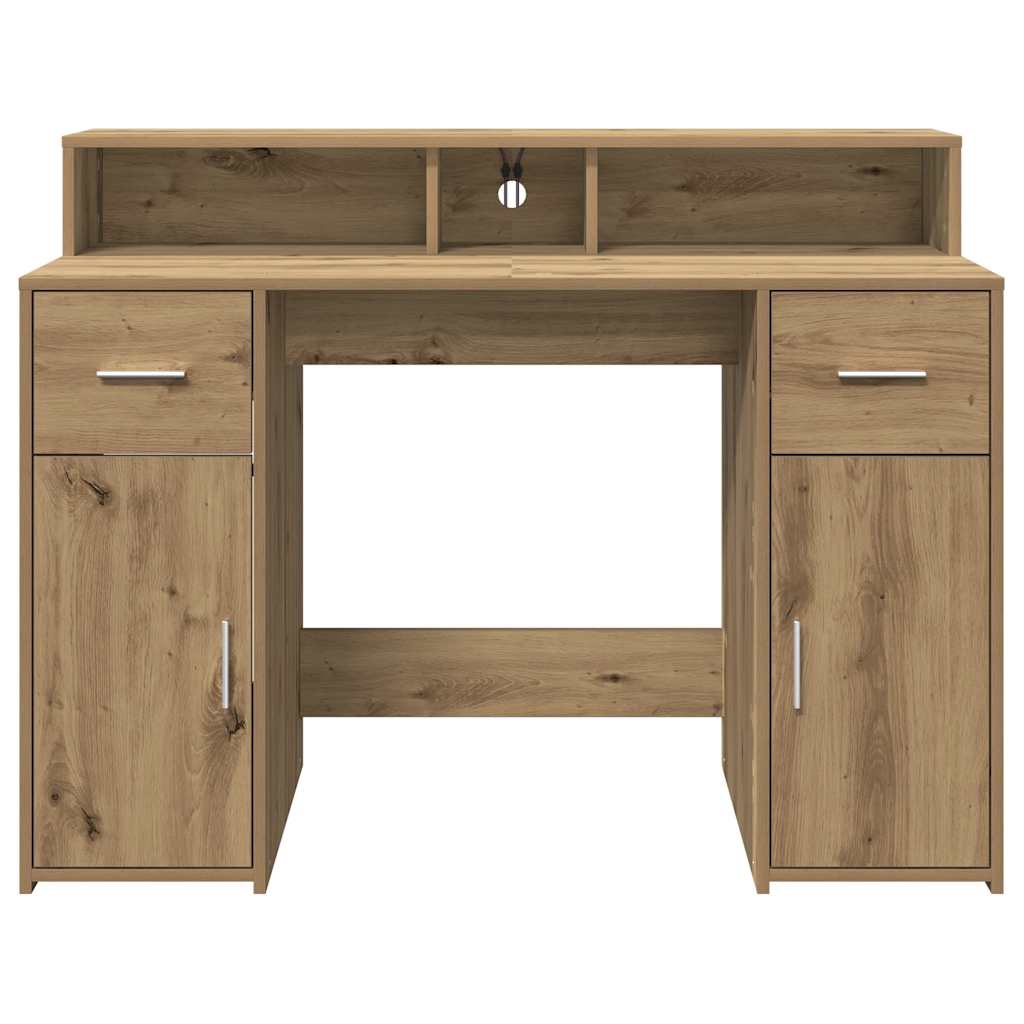 Bureau met LED-verlichting 120x55x91 cm hout artisanaal eiken is nu te koop bij PeponiXL, paradijselijk wonen!