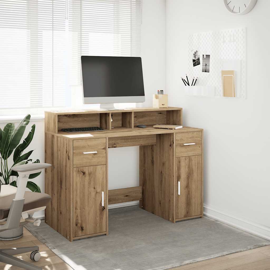 Bureau met LED-verlichting 120x55x91 cm hout artisanaal eiken is nu te koop bij PeponiXL, paradijselijk wonen!