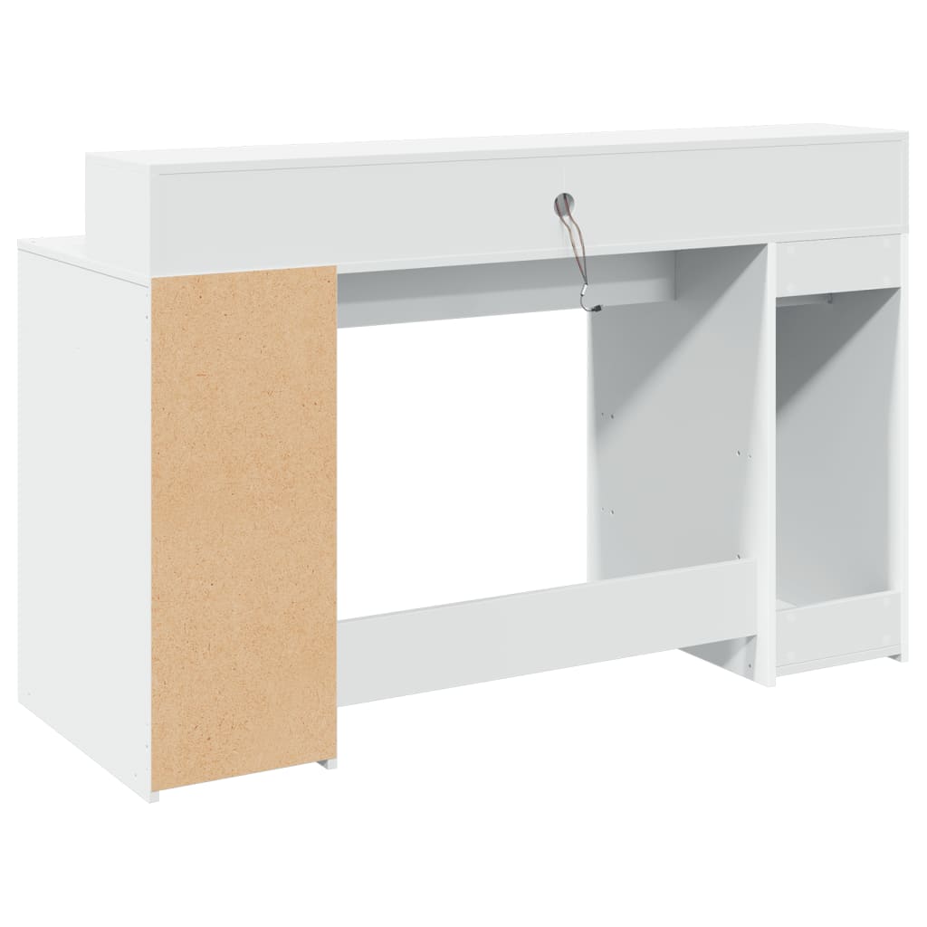Bureau met LED-verlichting 140x55x91 cm bewerkt hout wit is nu te koop bij PeponiXL, paradijselijk wonen!