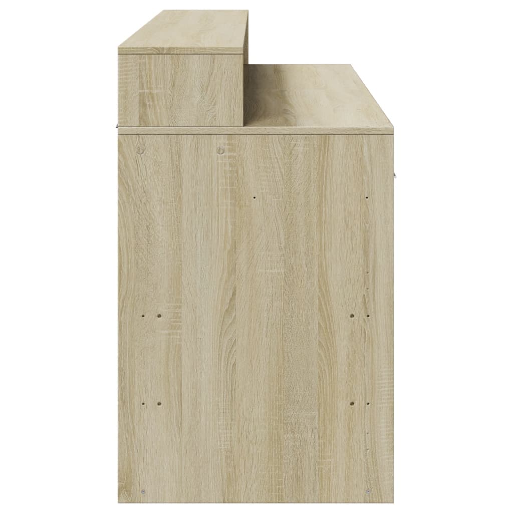 Bureau met LED-verlichting 140x55x91 cm hout sonoma eikenkleur is nu te koop bij PeponiXL, paradijselijk wonen!