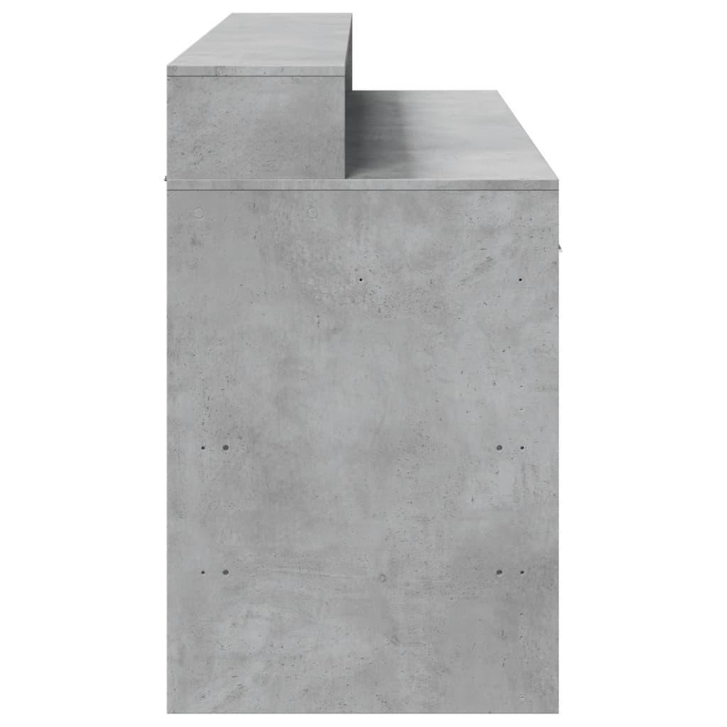Bureau met LED-verlichting 140x55x91 cm bewerkt hout betongrijs is nu te koop bij PeponiXL, paradijselijk wonen!