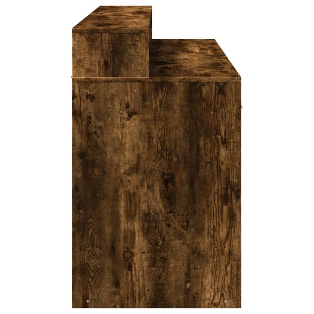 Bureau met LED-verlichting 140x55x91 cm hout gerookt eikenkleur is nu te koop bij PeponiXL, paradijselijk wonen!