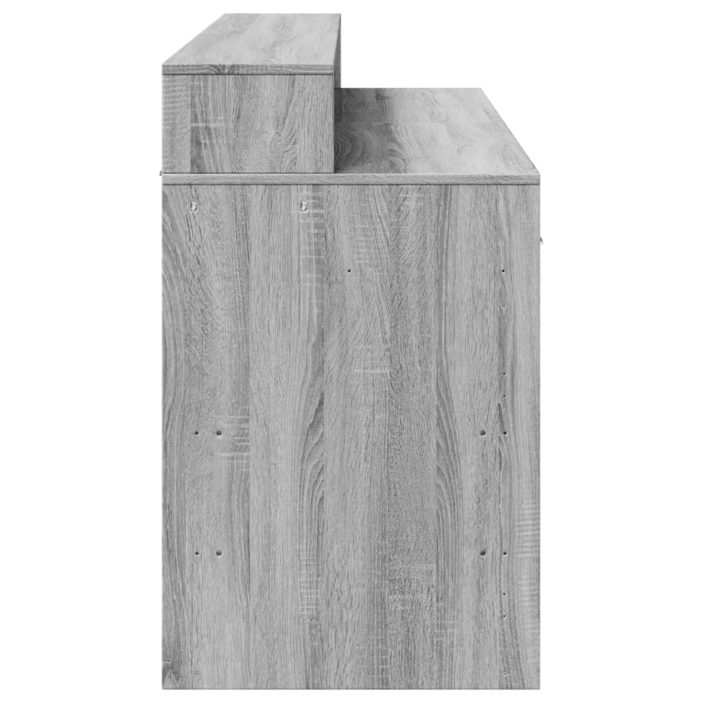 Bureau met LED-verlichting 140x55x91 cm hout grijs sonoma eiken is nu te koop bij PeponiXL, paradijselijk wonen!