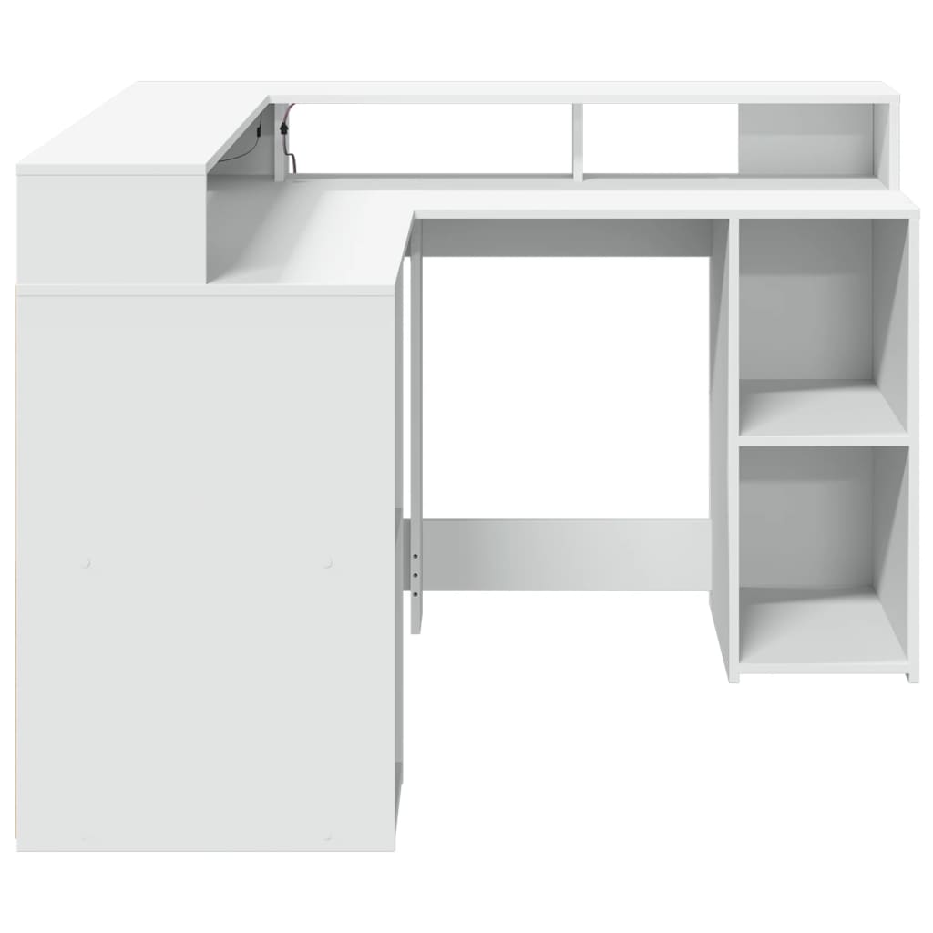 Bureau met LED-verlichting 130x130x91 cm bewerkt hout wit is nu te koop bij PeponiXL, paradijselijk wonen!