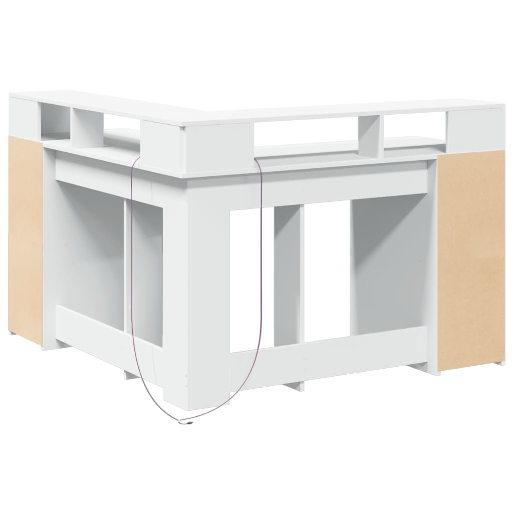 Bureau met LED-verlichting 130x130x91 cm bewerkt hout wit is nu te koop bij PeponiXL, paradijselijk wonen!