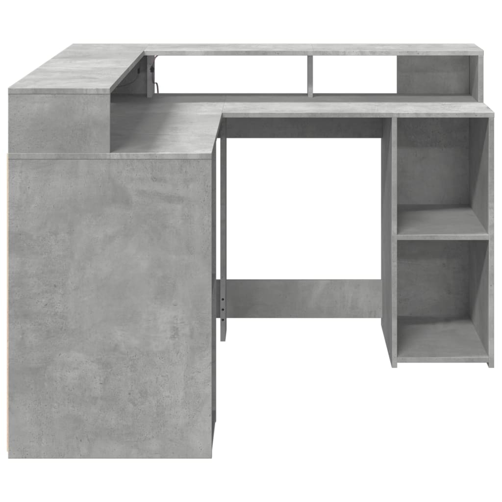 Bureau met LED-verlichting 130x130x91 cm hout betongrijs is nu te koop bij PeponiXL, paradijselijk wonen!