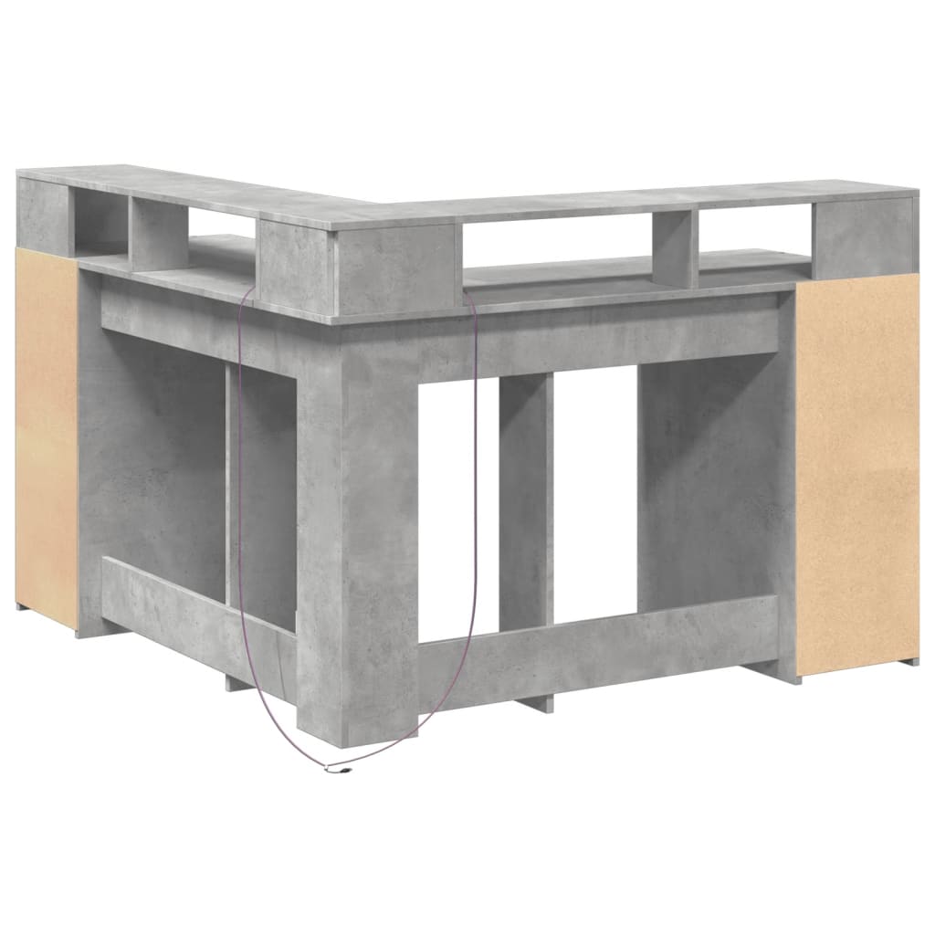 Bureau met LED-verlichting 130x130x91 cm hout betongrijs is nu te koop bij PeponiXL, paradijselijk wonen!