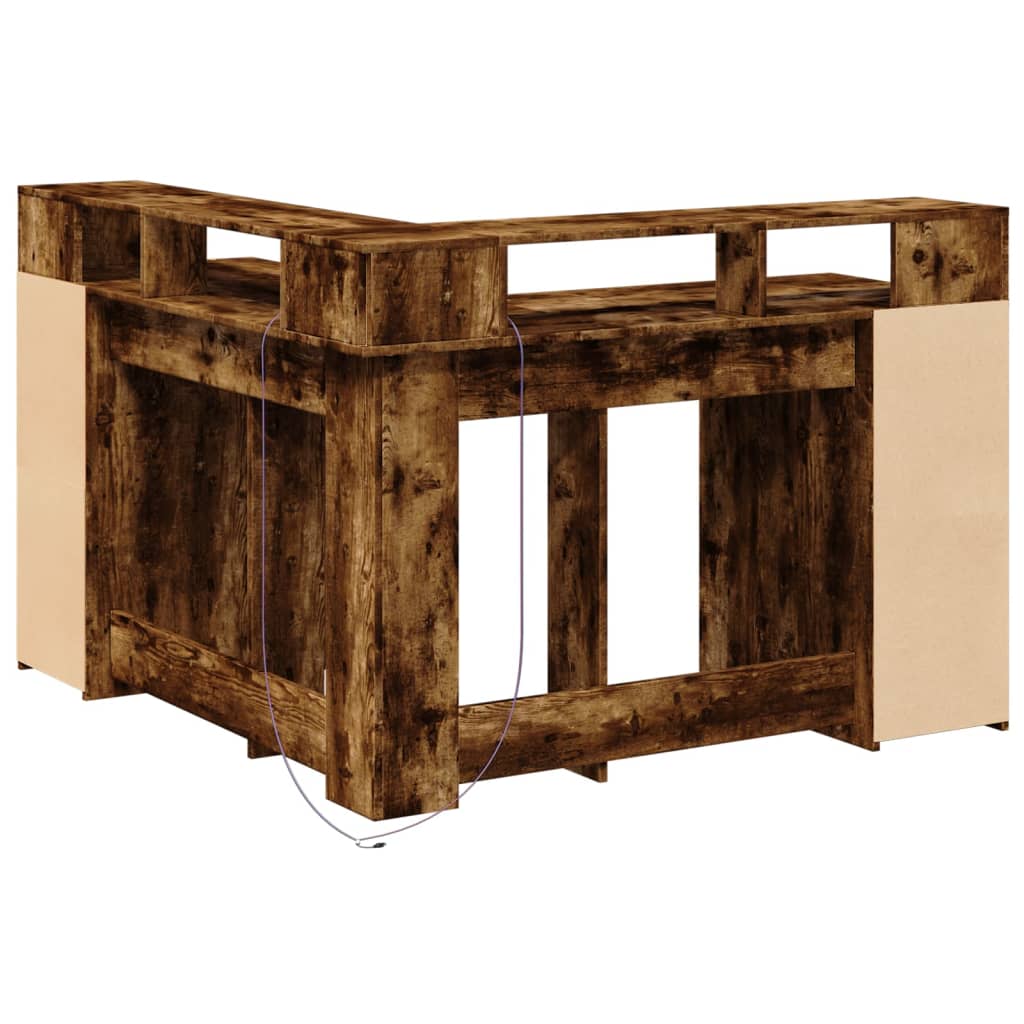 Bureau met LED-verlichting 130x130x91 cm hout gerookt eiken is nu te koop bij PeponiXL, paradijselijk wonen!