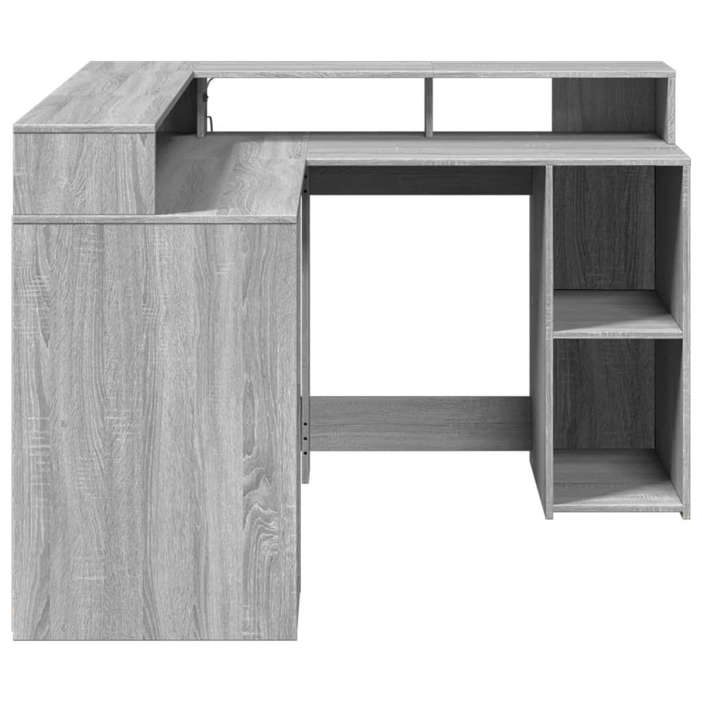 Bureau met LED-verlichting 130x130x91 cm hout grijs sonoma is nu te koop bij PeponiXL, paradijselijk wonen!