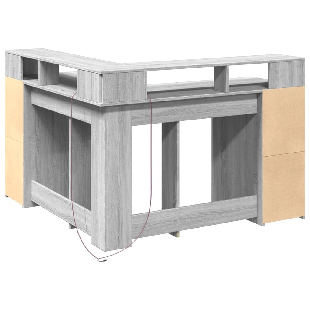 Bureau met LED-verlichting 130x130x91 cm hout grijs sonoma is nu te koop bij PeponiXL, paradijselijk wonen!