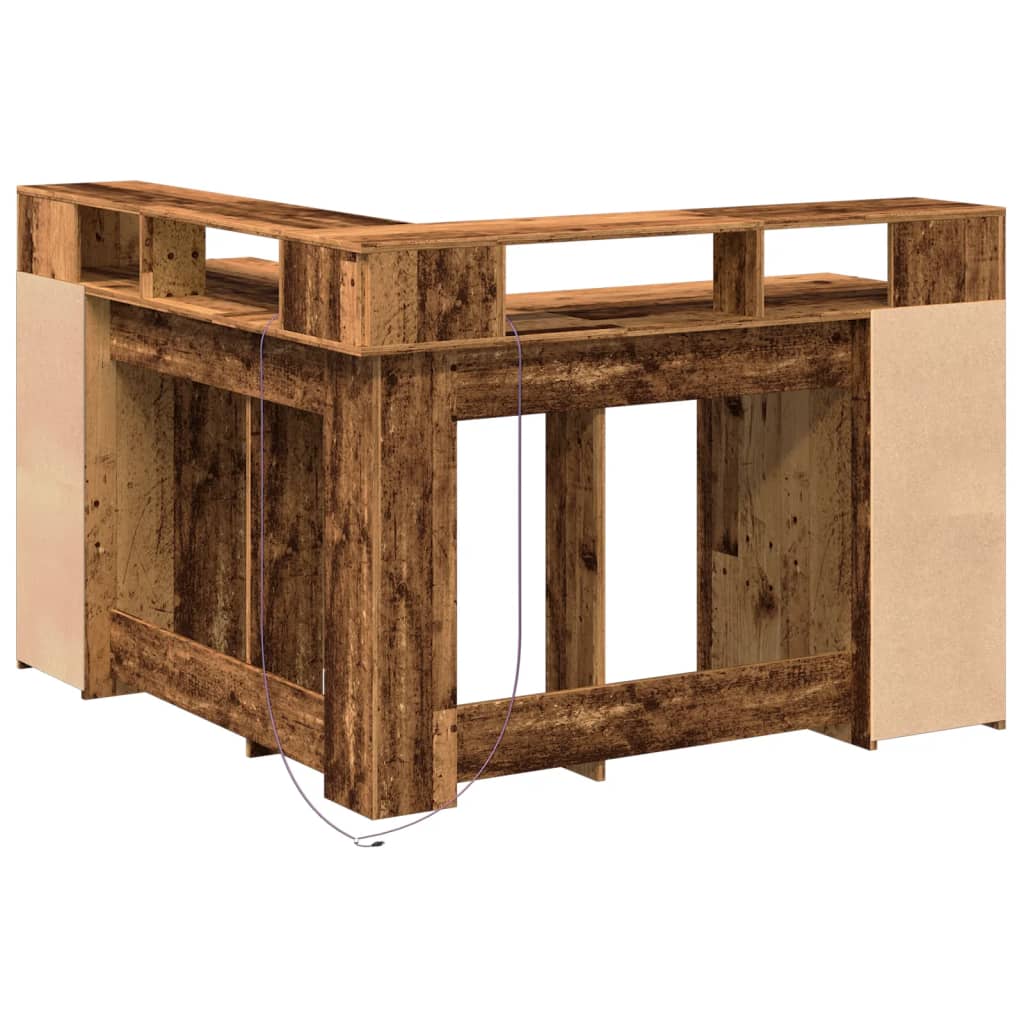 Bureau met LED-verlichting 130x130x91 cm bewerkt hout oud hout is nu te koop bij PeponiXL, paradijselijk wonen!