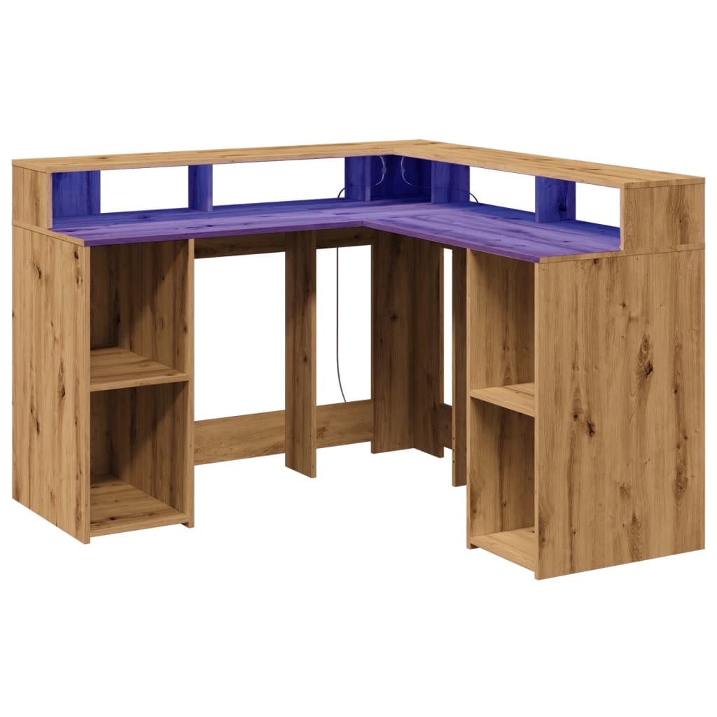 Bureau met LED-verlichting 130x130x91 cm hout artisanaal eiken is nu te koop bij PeponiXL, paradijselijk wonen!