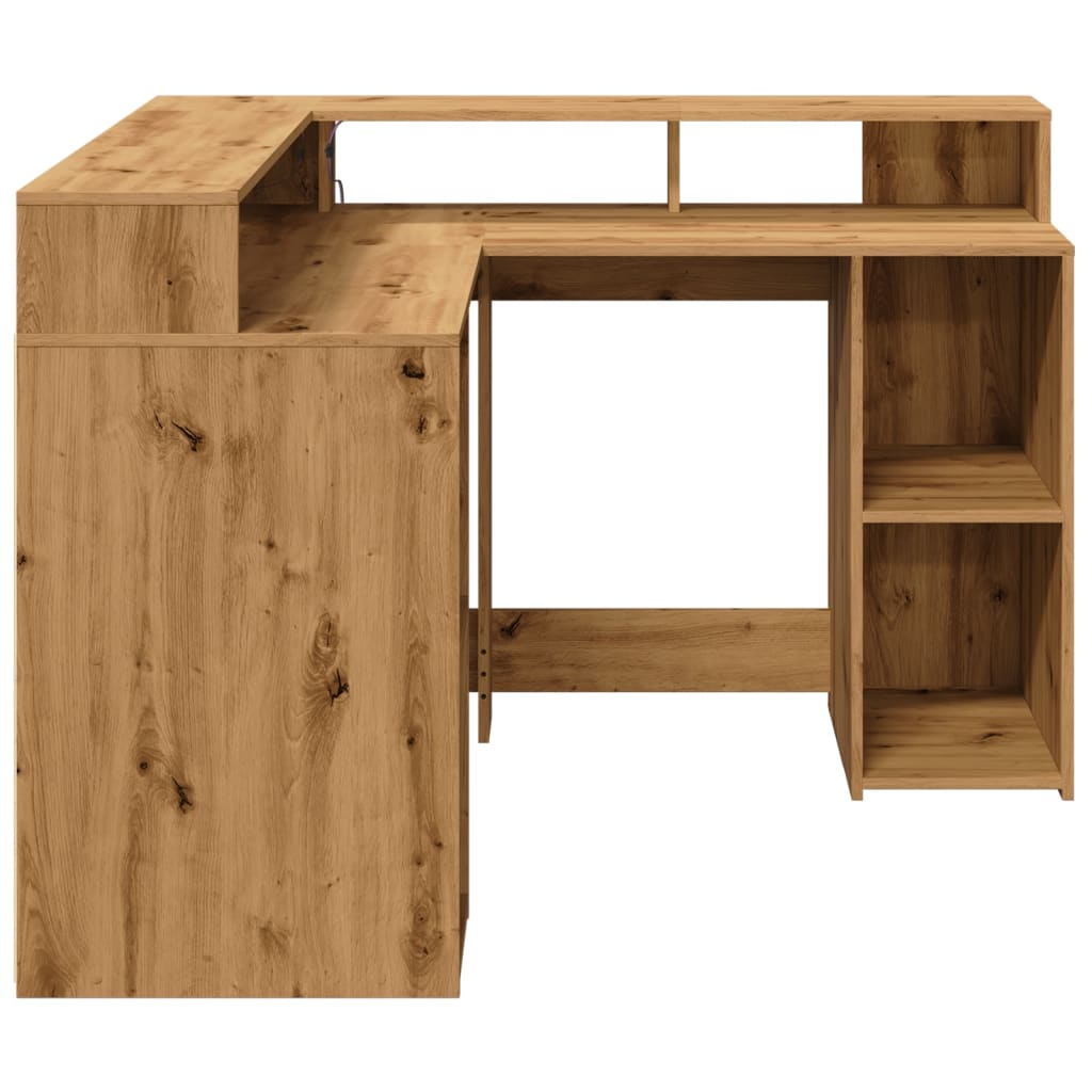 Bureau met LED-verlichting 130x130x91 cm hout artisanaal eiken is nu te koop bij PeponiXL, paradijselijk wonen!