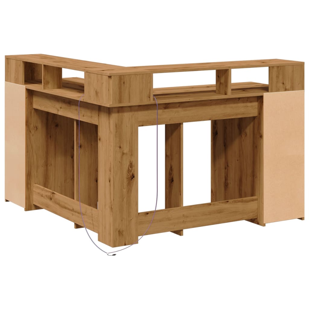 Bureau met LED-verlichting 130x130x91 cm hout artisanaal eiken is nu te koop bij PeponiXL, paradijselijk wonen!