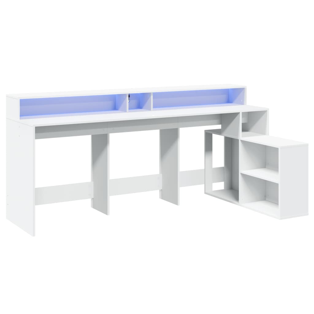 Bureau met LED-verlichting 200x104x91 cm bewerkt hout wit is nu te koop bij PeponiXL, paradijselijk wonen!