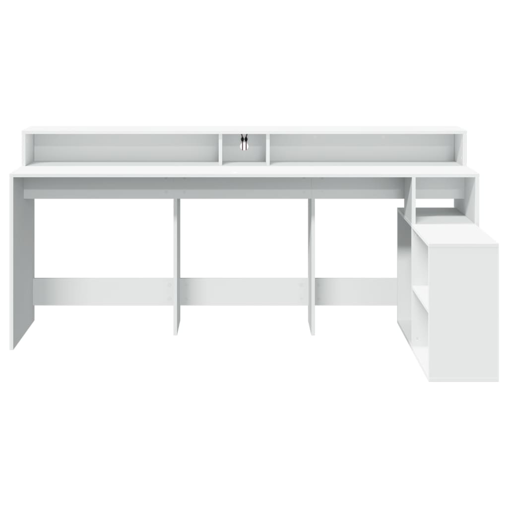 Bureau met LED-verlichting 200x104x91 cm bewerkt hout wit is nu te koop bij PeponiXL, paradijselijk wonen!