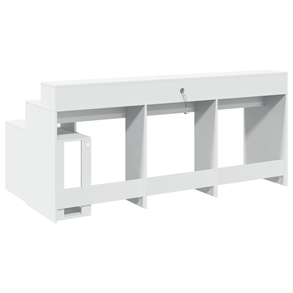 Bureau met LED-verlichting 200x104x91 cm bewerkt hout wit is nu te koop bij PeponiXL, paradijselijk wonen!