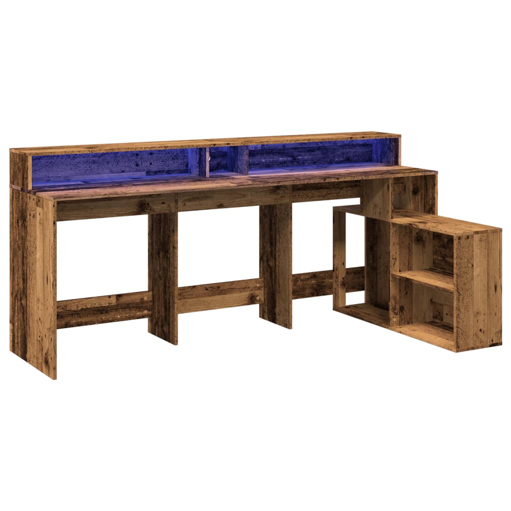 Bureau met LED-verlichting 200x104x91 cm bewerkt hout oud hout is nu te koop bij PeponiXL, paradijselijk wonen!